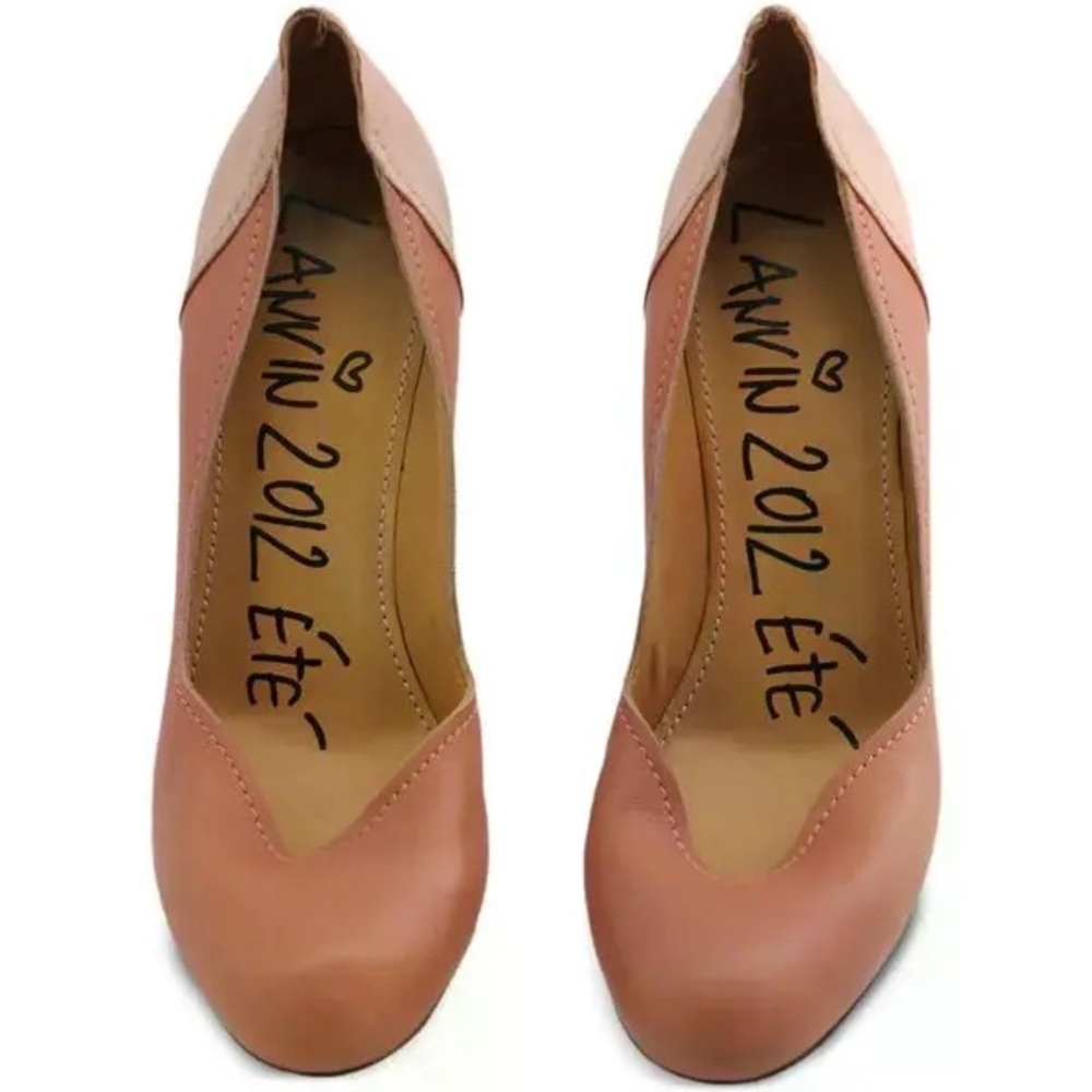 Lanvin Pink Leather Rounded Toe Pumps 37.5
